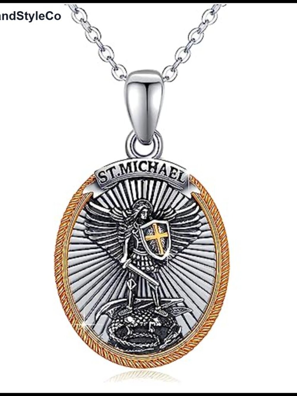 St Michael Archangel Protection Pendant Necklace Men Women Holy Sword Shield